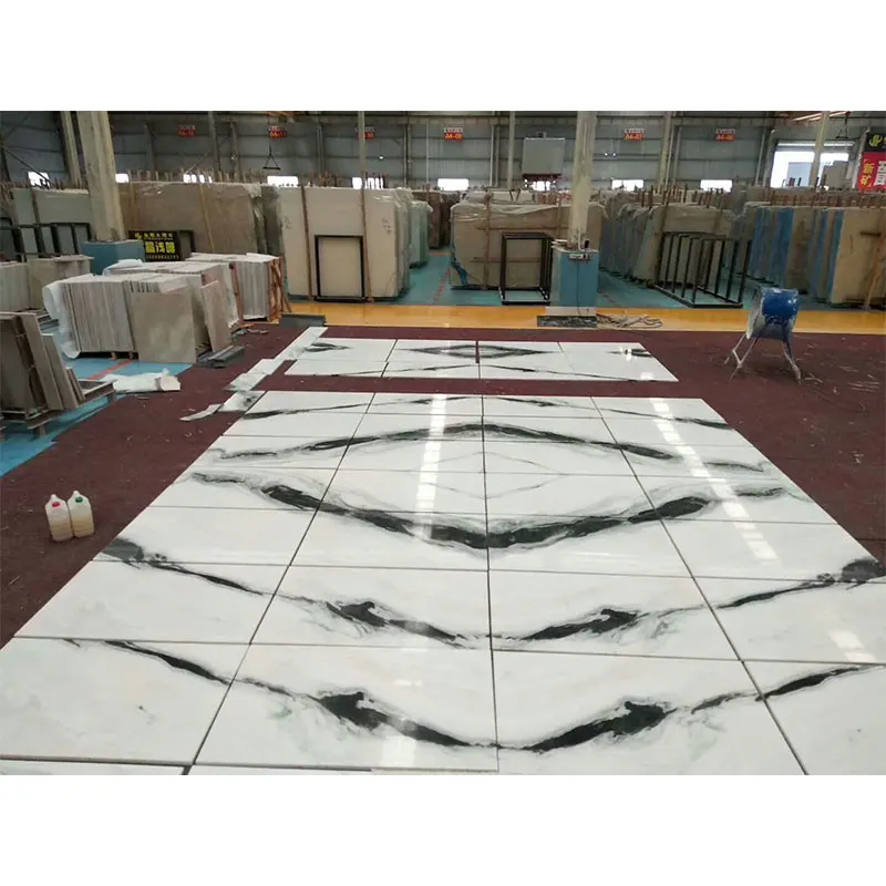 HZX Polished Panda White Marble Wall Flooring Tiles Indoor outdoor Countertop Stairs Paving Price table top Marble Slab