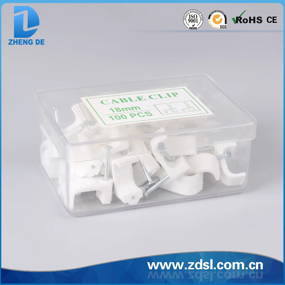 White Flat Nail Wire Circle Path Cable Clips