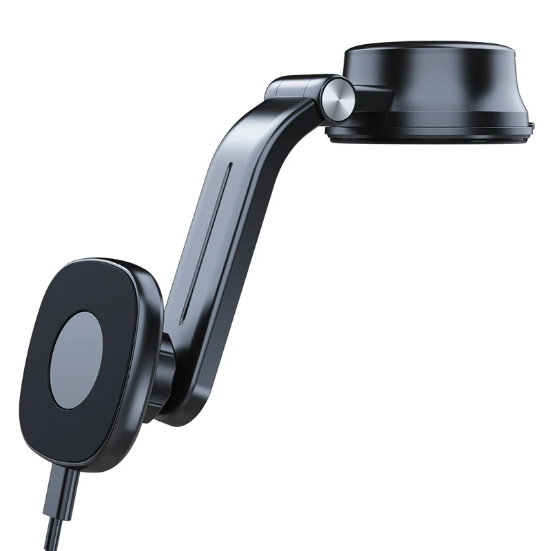 New Car Phone Holder Wireless Charger Magnetic Safe Phone Grip Dashboard Sucker Mount Swing Arm Stand Mobile Accessories