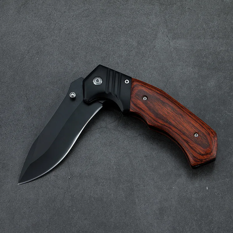 Hot Sale Manufacturer Custom Trending Product EDC Survival Camping Gear Wooden folding knife wood handle outdoor knife