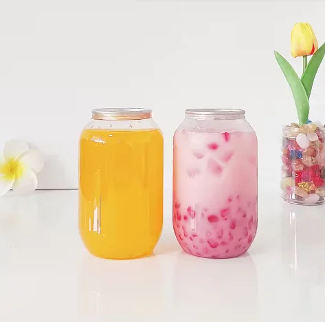 Custom 330ml 500ml Clear Plastic Pet Pop Soda Can Empty Beer Cake Plastic Ring-Pull Pop Cans For Food Canning Easy Open