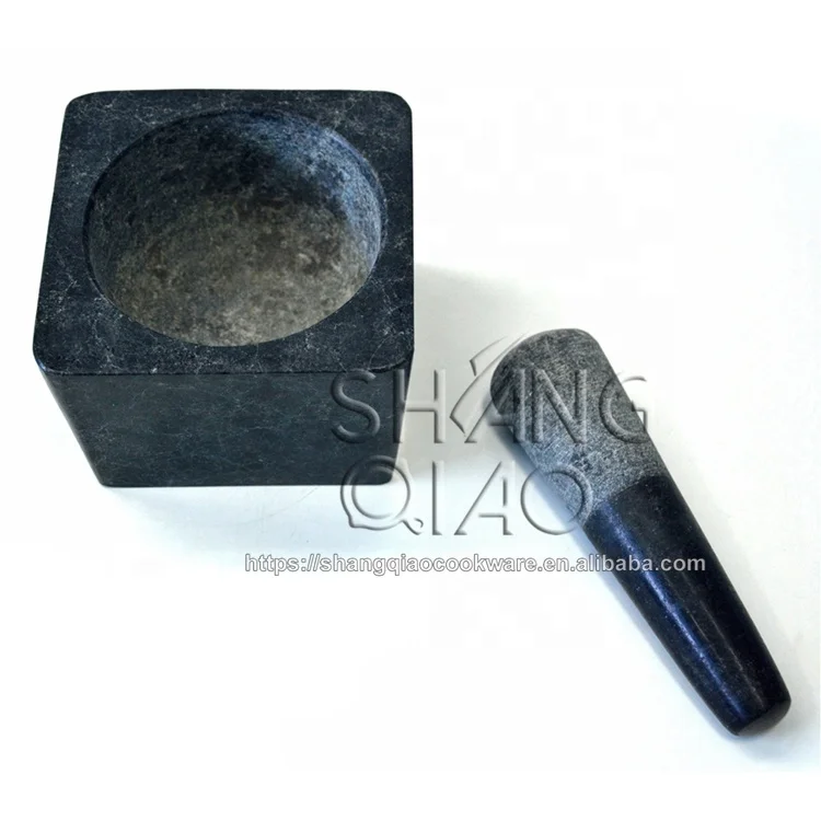 
Polished Surface Square Mortar and Pestle Set Granite 