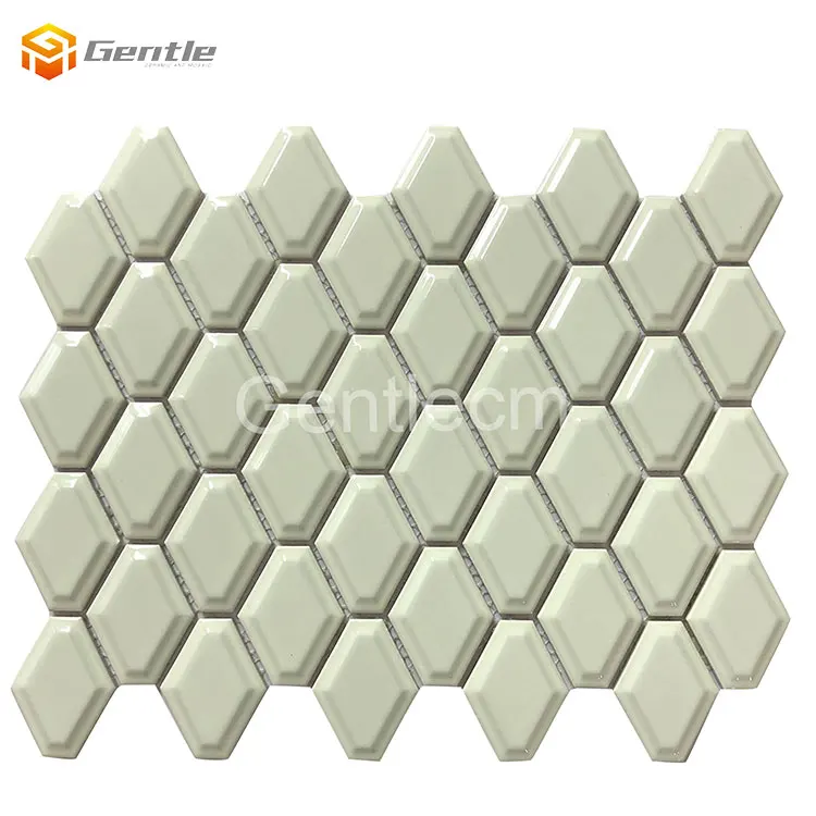 Wall decoration honeycomb shape wall tile 7mm grey glossy glazed ceramic mosaic