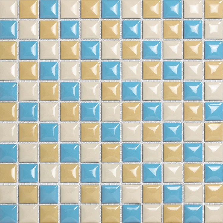 convex surface blue ceramic pool mosaic tile for swimming pool in china