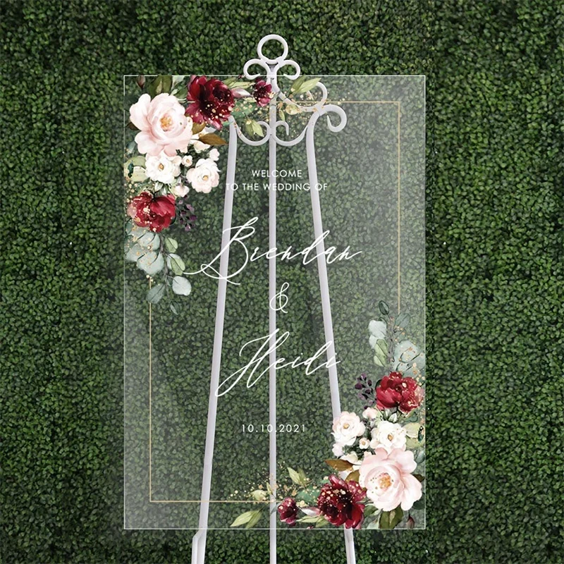 personalised plexiglass wedding panel Signage Acrylic Poster Print Entrance Wedding Decor wedding welcome board