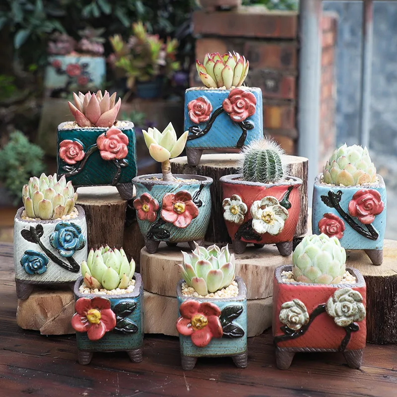Factory Direct Wholesale Ceramic Flowerpot Pottery Succulent Pots For Garden Balcony Decoration