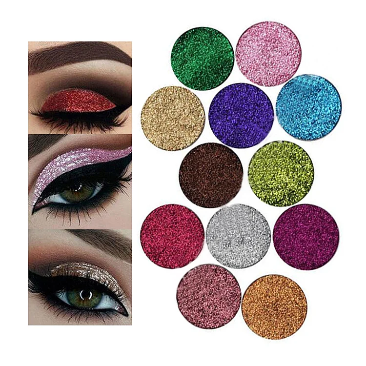 Индивидуальная упаковка прессованные блестящие тени для век, макияж, многохромные Сияющие мерцающие органические тени для век 12 цветов
