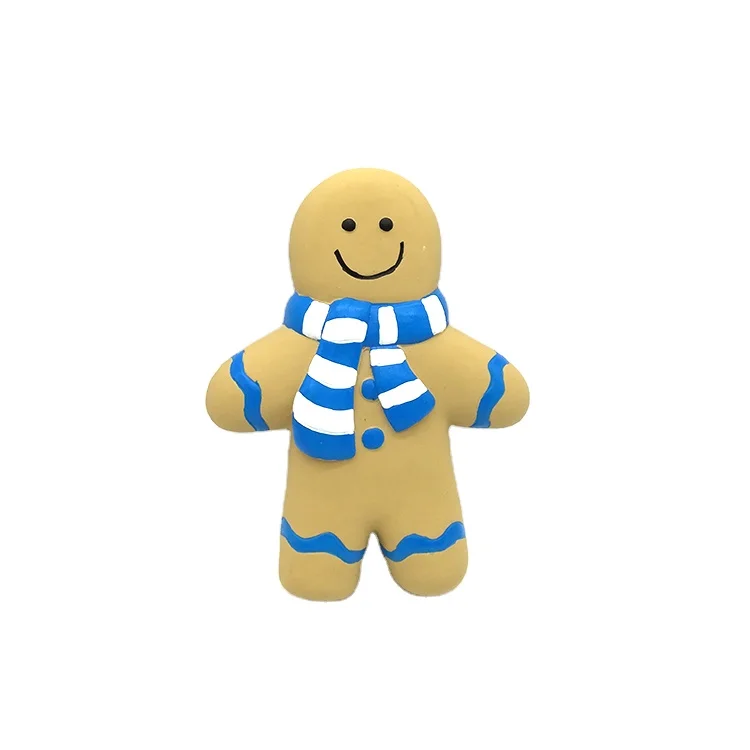 hot selling rubber latex pet custom cheap chewy dog christmas gingerbread man dog pet toys
