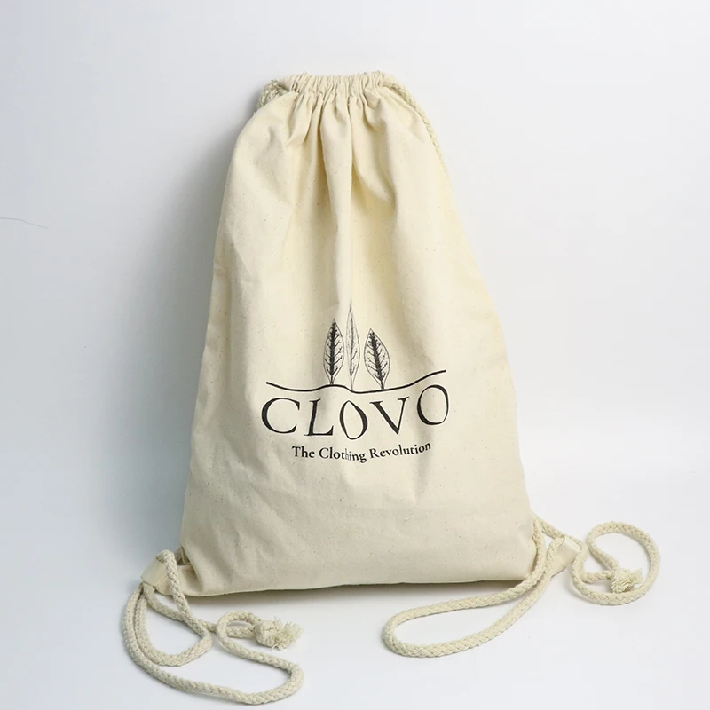 Wholesale Customizable Cotton Bunchy Dust Bag Shoulder Backpack Canvas Drawstring Shoe Bag Storage Bag