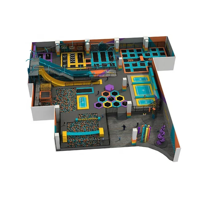 china manufacturer custom children commercial playground indoor Trampoline Games adult adventure pak