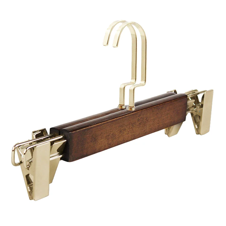 custom black white brown skirt pants clothing wood hangers with clips for clothes wooden pants hangers with logo wooden hanger