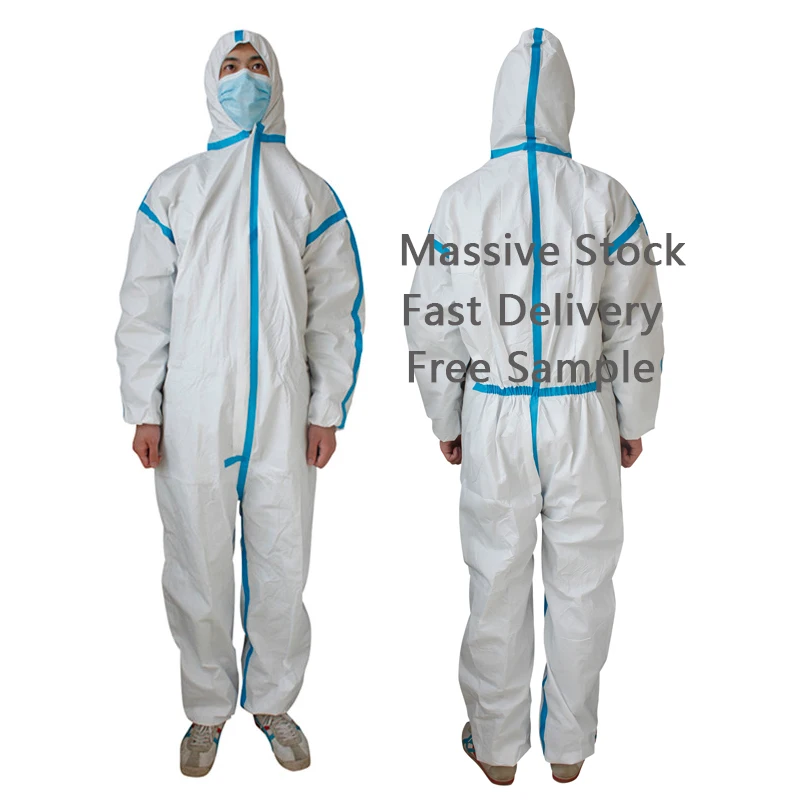 Hazmatsuit Waterproof Non Woven Ppekit White Medical Coverall Suit 14126