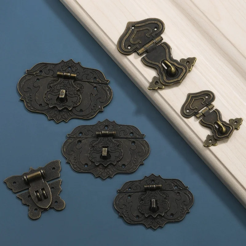 New Chinese style antique wine box bronze lock for panel box buckle can be equipped with password padlock