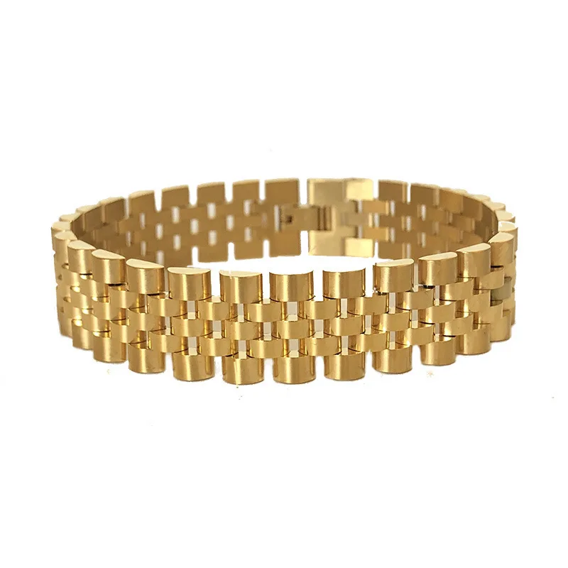 Custom stainless steel 15mm metal magnetic jewelry chain bracelet band bangle for man