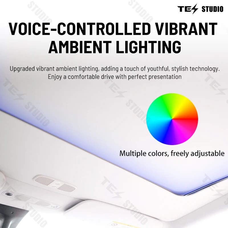 Ambient LED Light Kit On The Roof Automatic Scroll Voice  Electric Sunshade For Tesla Model Y