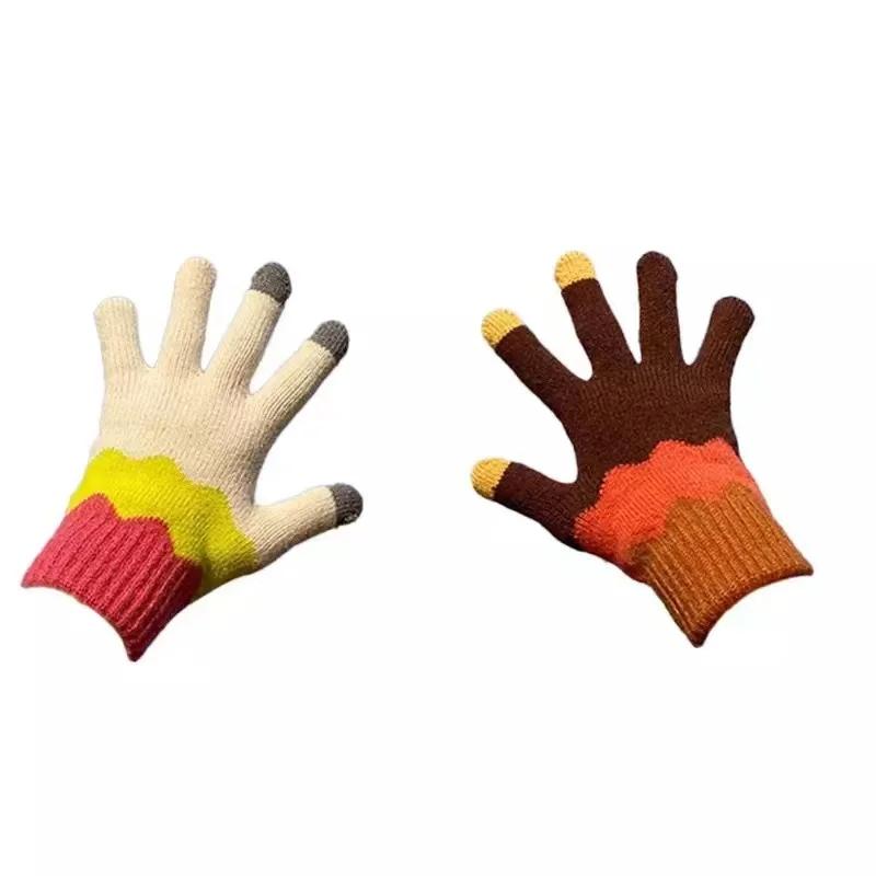 SANSHOU Colorful Touch Screen Jacquard Gloves Knitted Gloves Acrylic Touch Gloves