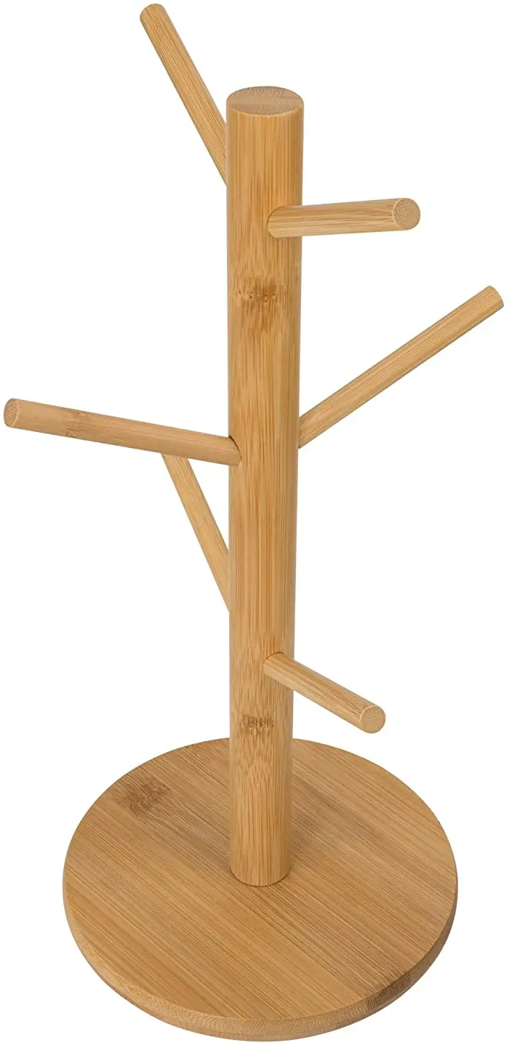 Eco Friendly Creative Organic Wood Tea Coffee Mug Rack Tree Bamboo Cup Holder mug holder