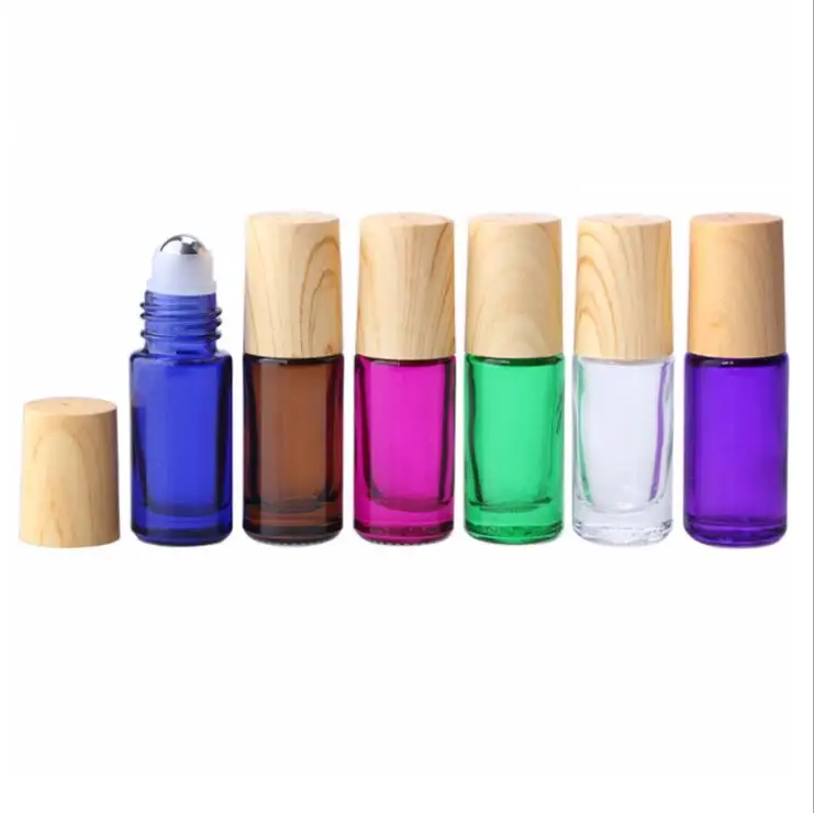 5ml clear/amber/green/purple/blue glass roll on bottle for perfume/essential oil