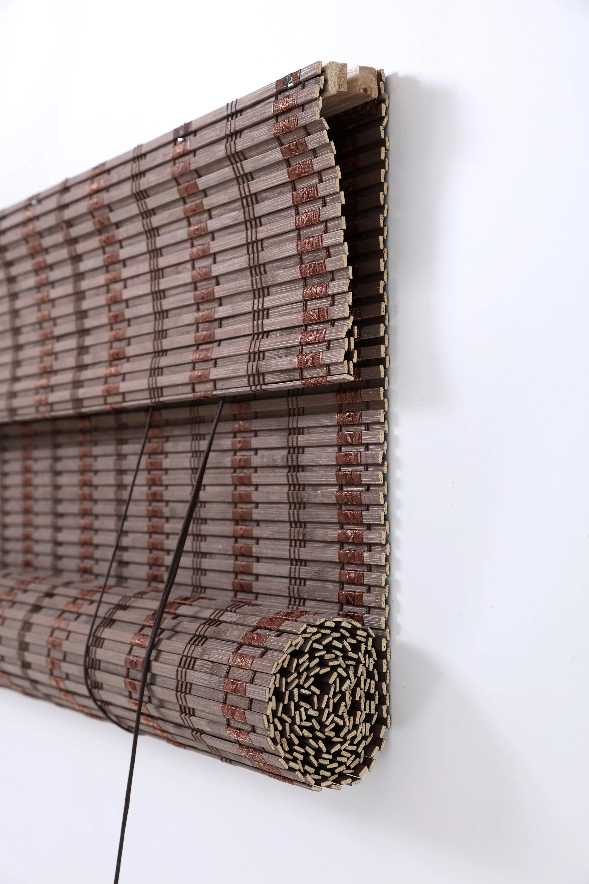 Window Sunscreen shutter Fabric Horizontal Slat Bamboo Roller Roll Up Blinds