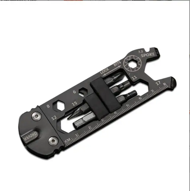 Multi Tool Stainless Steel Key Shaped Pocket Tool For Your Keychain Includes Bottle Opener Screwdriver Ruler Wrench