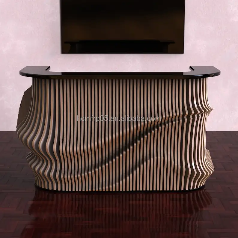 Sales office Solid wood slice reception desk customized exhibition hall reception desk Hotel cashier office building
