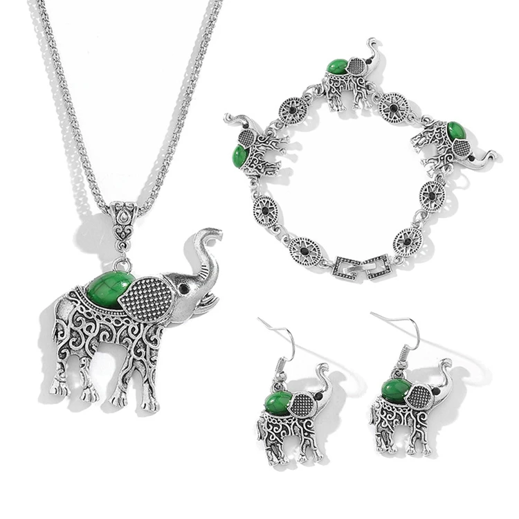 New Arrival Sterling Silver Elephant Giraffe Horse Cow Pig Pendent Necklace Tennis Diamond Jewelry Set for Women