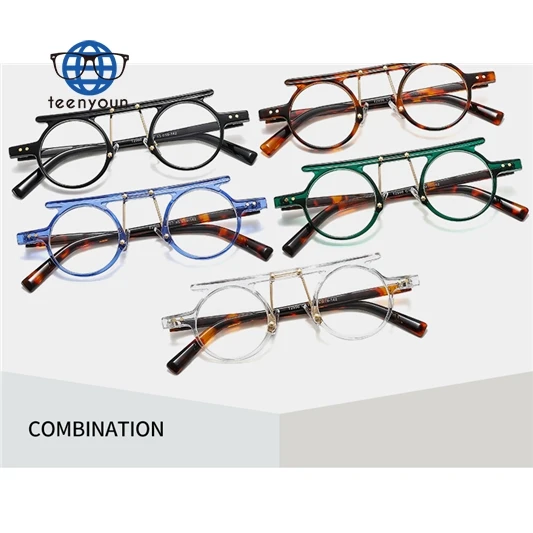 Teenyoun Wholesale Small Round Frame Eyewear Hip-Hop Punk Fashion Personality Sunglasses UV400 Men And Women Custom Logo