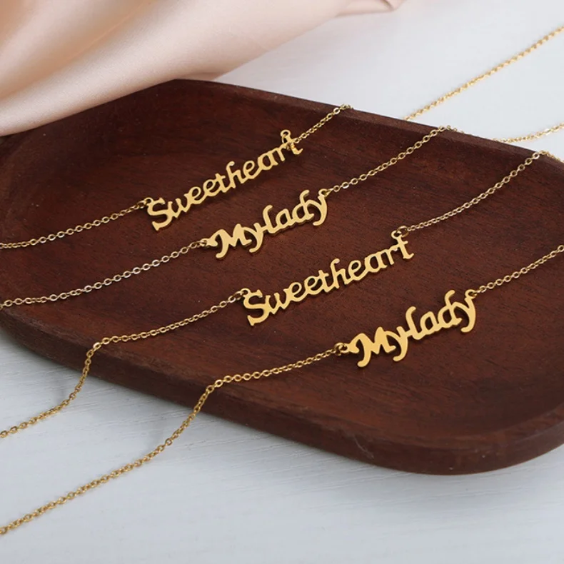 Wholesale Dream Letter Personalized Necklace Stainless Steel Gold Plated Alphabet Choker Chain Fashion Jewelry Gifts