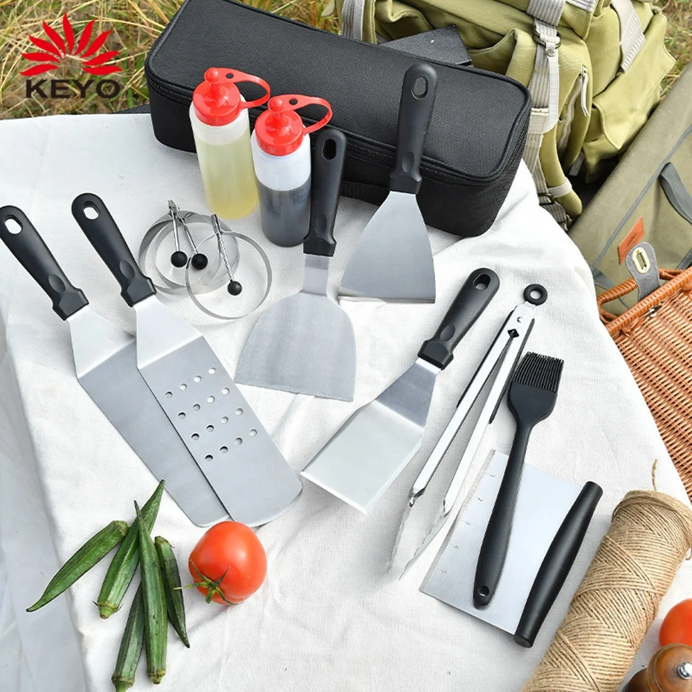 Hot Selling Flat Top Grills BBQ Griddle Spatulas Set Accessories Kit For Gift