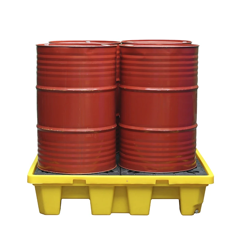 4 Drum Spill Pallet with Built-in Drain Plug