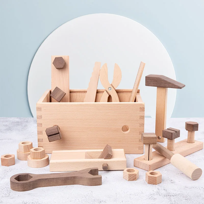 Wooden Montessori Nut Screw Tooling DIY Kit Toys For Boys Multifunctional Repair Set Hands-on Assembly