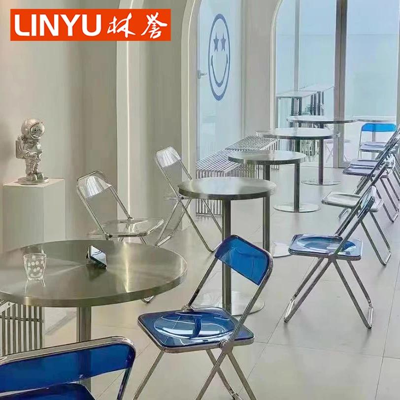 Panama chrome brushed plated SS Stainless steel western pizza canteen restaurant sofa table and chair furniture for bar cafe