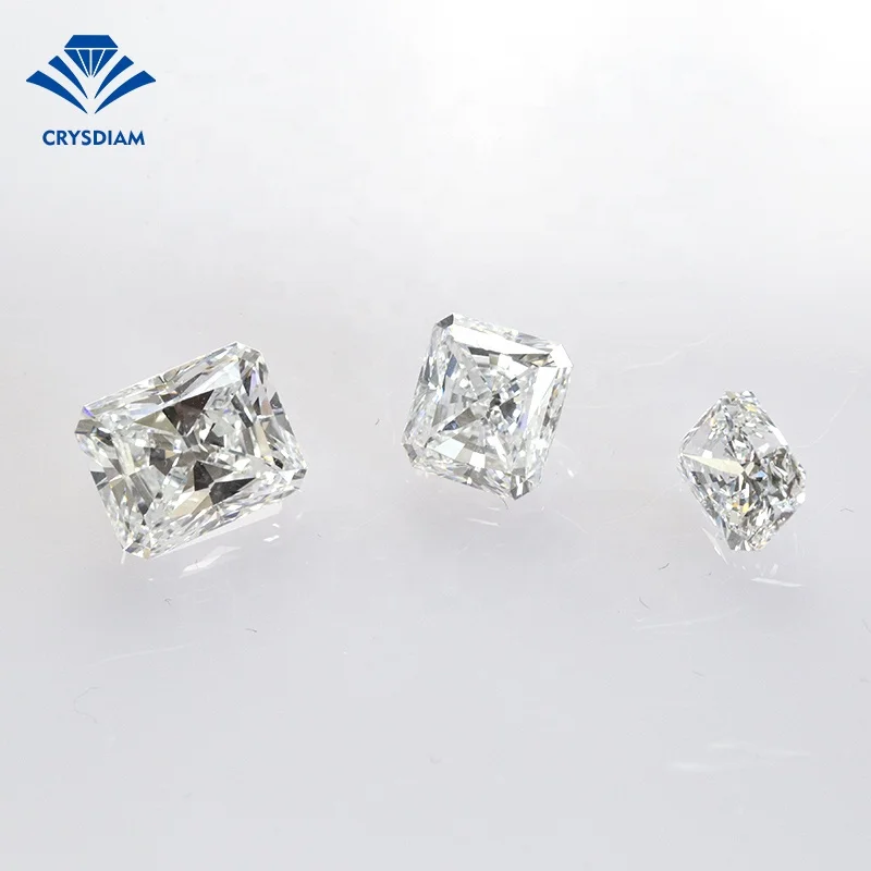 CRYSDIAM Radiant Cut VVS2 jewelry diamond synthetic diamond price per carat white loose diamond