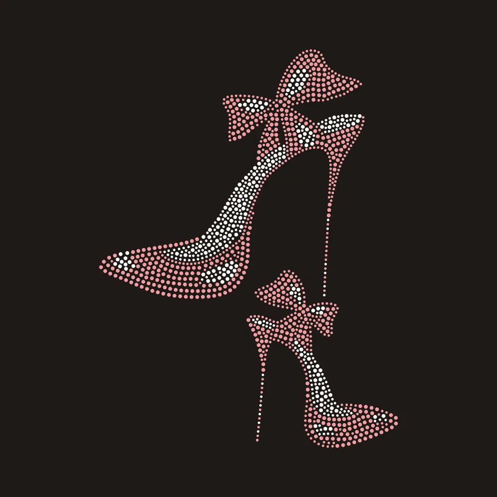 Wholesale Hotfix Motif Hot Pink Sports Shoes Walking By Faith Rhinestone Iron On Transfer Design For T-shirts