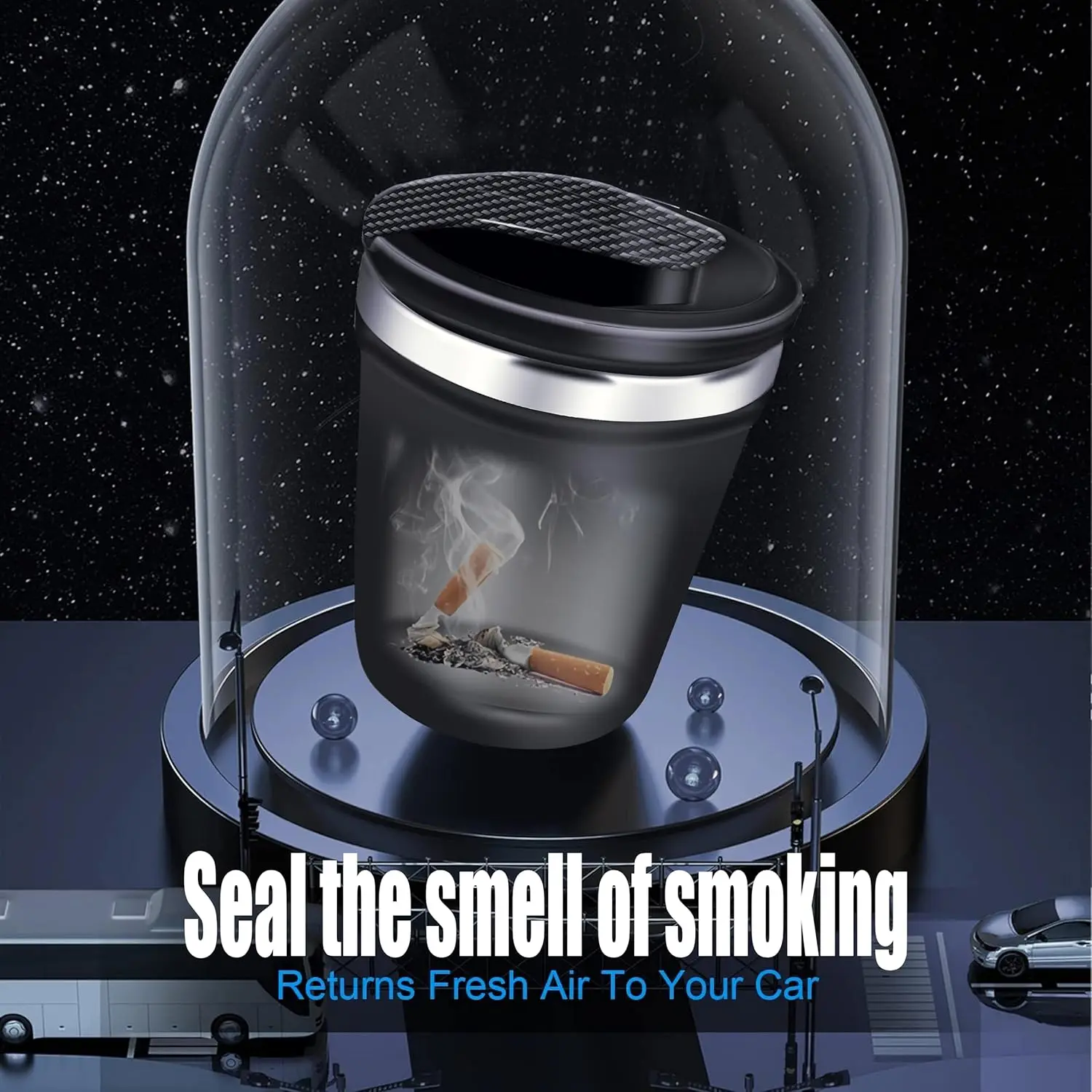 Portable Car Ash Tray With Lid Smell Proof, Cigarette Ashtray Cup Holder for Truck Auto Office, Home, Car Ashtray