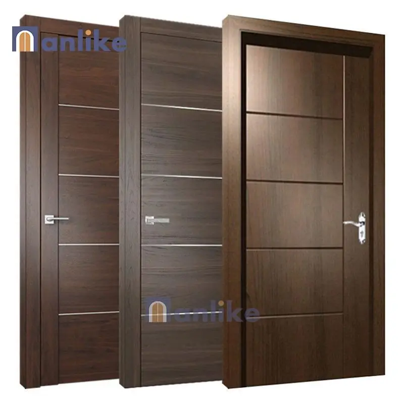 Anlike Villa Soundproof Pvc Prehung Flush Slab Single Double Custom Interior Modern Bedroom Wooden Door