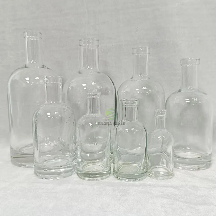 Hot selling free samples transparent frosted 100 ml glass vodka bottle reusable customized glass bottle for vodka