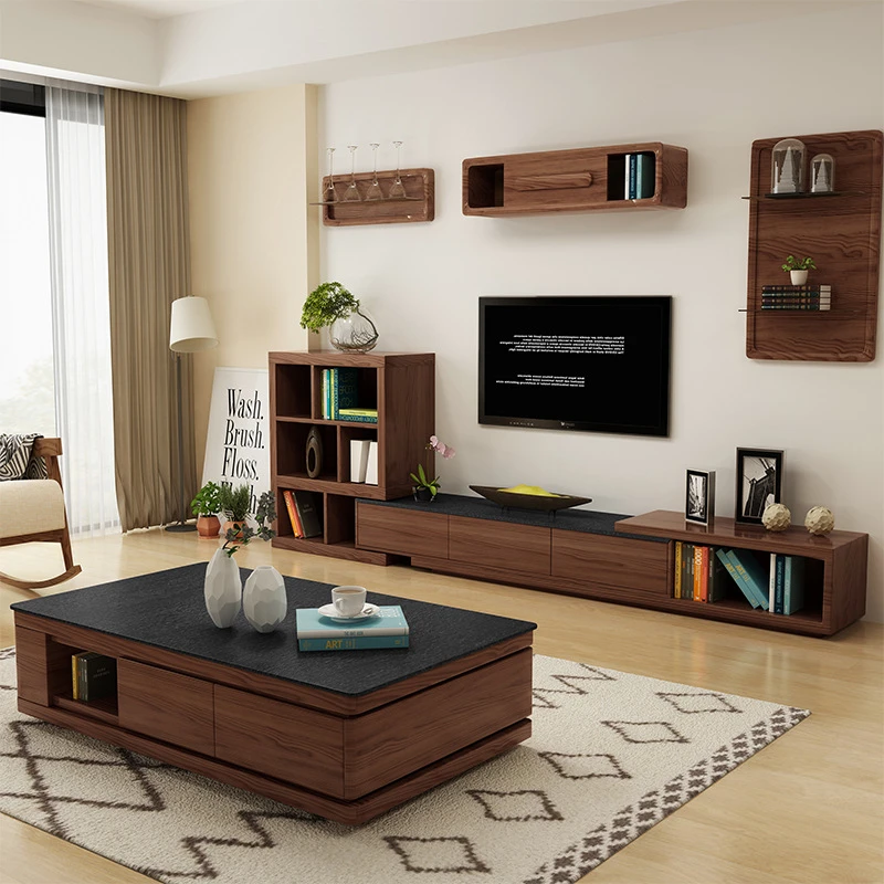 tv stands and coffee table for living room furniture with large storage tv cabinet  rotatable and telescopic