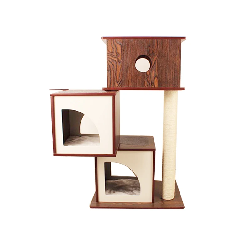 China Factory Wholesale Luxurious House Pet Product Cheap Soft Wooden Cat Tree Cat Furniture