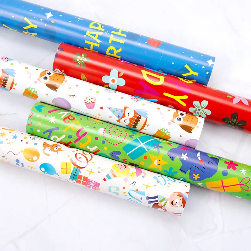 Factory Holiday Designs Gift Wrapping Paper Custom Fancy Glossy Paper Birthday Gift Wrapping Paper