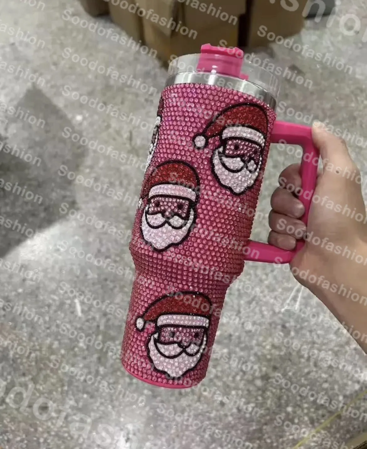 Wholesale High Quality Customizable Christmas Cartoon Student Stainless Steel 40oz Handheld Vacuum Car Cup with Straw