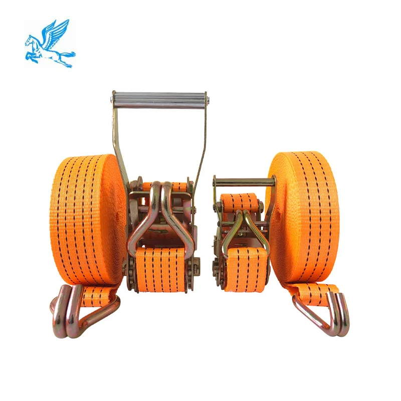 Tianma Custom Steel Cargo Lashing Belt with J-Hooks Ratchet Tie Downs and Straps for Cargo Control