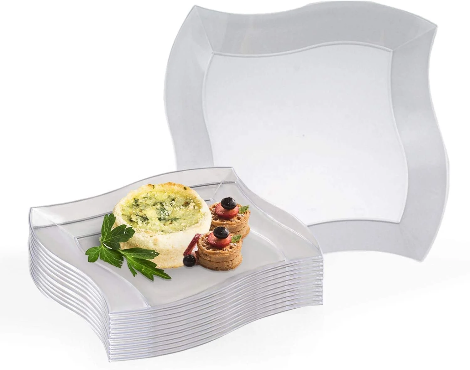High Quality Best Selling Square Reusable PS Plates Elegant Durable Plastic Dinner Plates Dishes