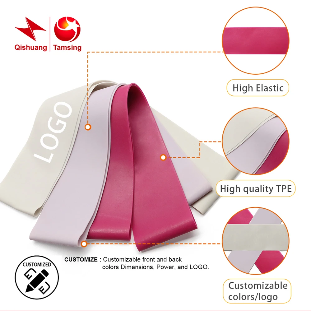 Custom Logo Elastic Loop Bands for Fitness Gym Workout Exercise TPE Resistance Bands High Quality TPE Band Set Loop