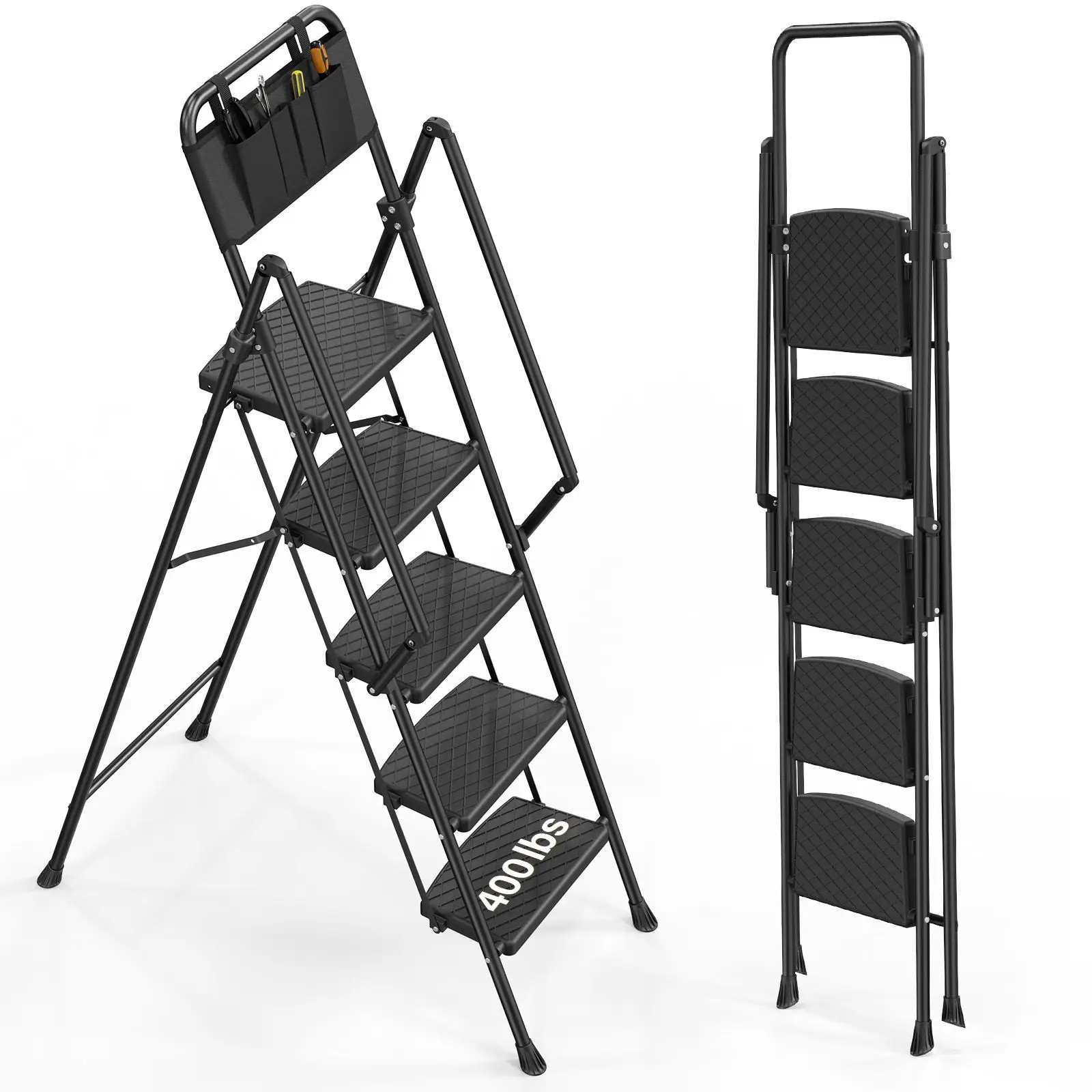 Hot selling Folding Step Stool 2 3 4 5 Step Handrail  Household Steel Ladder