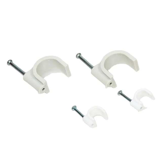 Wall Cable Clip PE Plastic Cable Holder Clip,plastic Adhesive Tie Mount,circle Nail Clip Plastic Clip with Hook Nylon 66 or PE