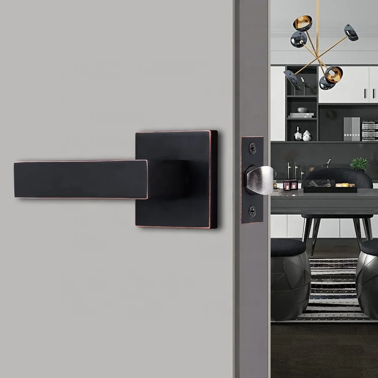 Heavy Duty Leverset Privacy Passage Lever Handle Matt Black Zinc Alloy Lever Door Handle Lock Set Black Door Handle
