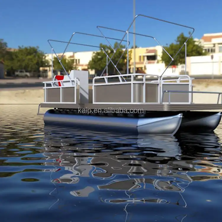 Pontoon boat aluminum alloy material use 6-10 person 5.8 meter floor Awning Ladder SEA LAKE RIVER console safe driving yacht