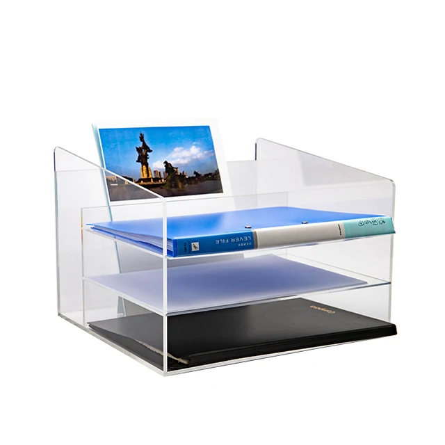 Custom size 3 tier clear acrylic display stand menu book magazine display holder