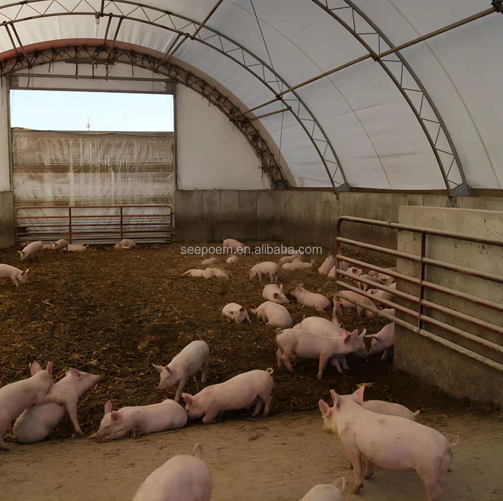 Factory Direct Sale  Storage Tent Industrial Warehouse Steel Fabric Covered Building for cow sheep pig farming Cattle Barns